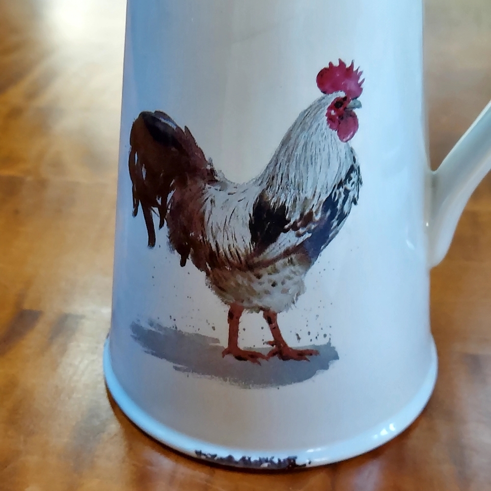 White Ceramic Rooster Pitcher - Picture 3 of 10